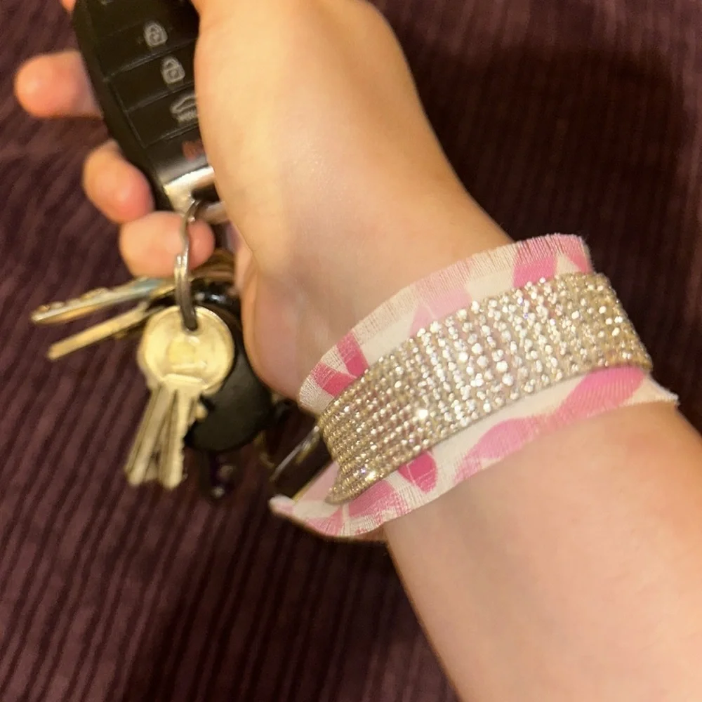 Frayed Rhinestone Wristlet Keychain.